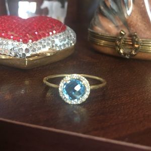 Meira T 14k pretty blue topaz w diamonds ring!
